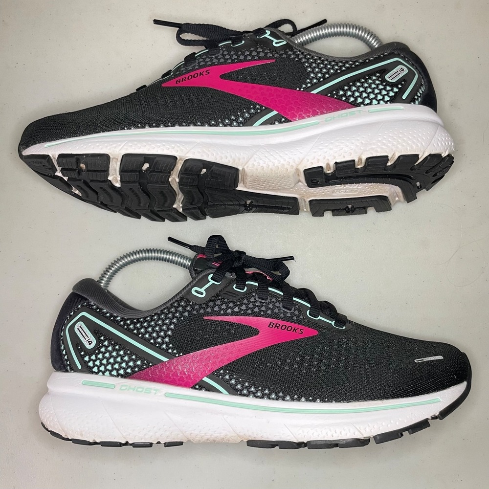 Brooks Ghost 14 Women's Size 8.5 D (Wide) Running Shoes Black Pink Good Cond.